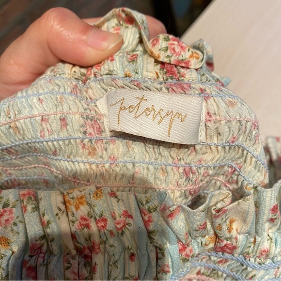 Petersyn Cream Bubble Mini Skirt Ruffle skirt Barrett Smocked Mini Skirt S - Picture 4 of 5